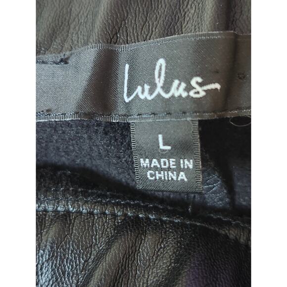 Lulus Black Vegan Leather Straight Leg High Waisted Pants Size Large A0008 - Picture 4 of 5